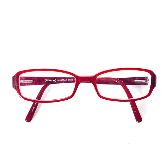 Coach Red Rectangular Frame Glasses - Picture 8 of 11